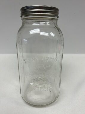 BERNARDIN 9.5”  wide mouth clear glass 56 oz mason jar